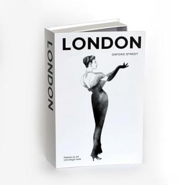 Imagem de Caixa de armazenamento de livros falsos de estilo moderno - cofre oculto decorativo para casa, escritório, organizadores de dormitório e decoração de mesa de centro (London3)
