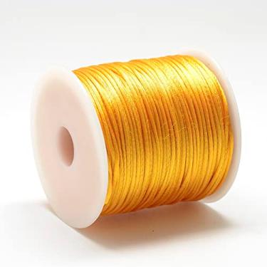 Imagem de Fio de nylon acetinado de 1 mm para fabricação de joias, acabamento de contas brilhantes e sedosas, tranças, aparar, enrolar, artesanato, pulseiras de macramê Kumihimo, laranja