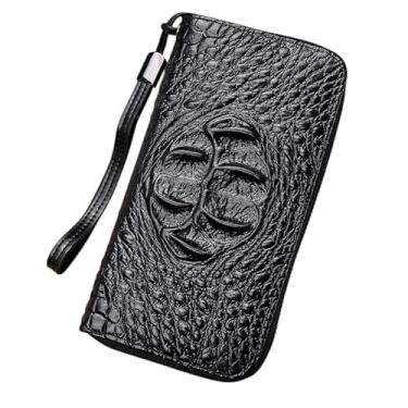 Imagem de Carteiras longas com zíper para homens, carteira personalizada, talão de cheques, dinheiro, porta-cartões de crédito, bolsa de mão masculina, Pegadas pretas, One size, Pegadas pretas