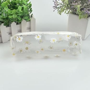Imagem de Estojo de lápis Kawaii Daisy transparente cor doce caixa de lápis escolar bolsa de lápis material escolar papelaria