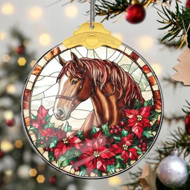 Imagem de Enfeites de Natal para pendurar em cristal de cavalo, enfeites de árvore de Natal feitos à mão, decoração de carro e casa - presentes de Natal, decoração de artesanato em acrílico, ideias de troca de