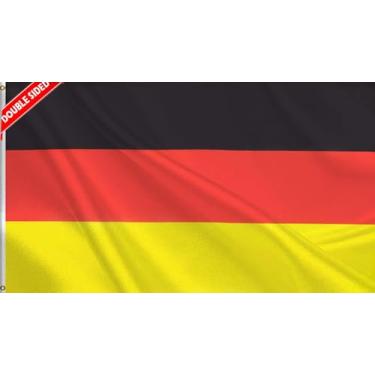 Imagem de HVATLTL Bandeira de barco alemã de 3 camadas dupla face, 30 x 45 cm, nylon 220D resistente, cores vivas, bandeiras náuticas alemãs com 2 ilhós de latão para barco, quadriciclo, caminhão, motocicleta