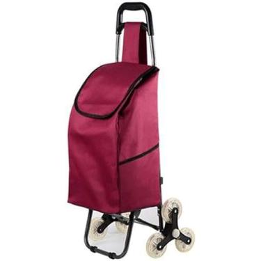 Imagem de Carrinho De Compras Dobrável Subindo Escada Carrinho De Transporte Com Tri-wheels Escalador De Escada De Carrinho De Compras Silencioso, Red