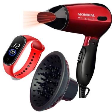 Imagem de Mini Secador De Cabelo Mondial 1200w Ion Dobrável Viagem Vermelho Sm13