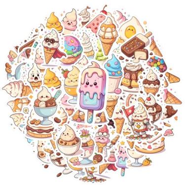 Imagem de 50 peças adesivos de sobremesa sorvete brinquedo engraçado adesivos encantadores para guitarra, laptop, capacete, skate, notebook, bagagem, copo de telefone celular