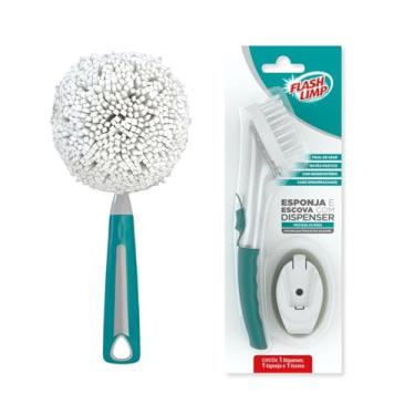 Imagem de Kit Escova Lava Louças com Porta Detergente + Escova Lava Copos e Taças – Limpeza Prática de Cozinha Lava Taças Copos Baixos Sem Riscar