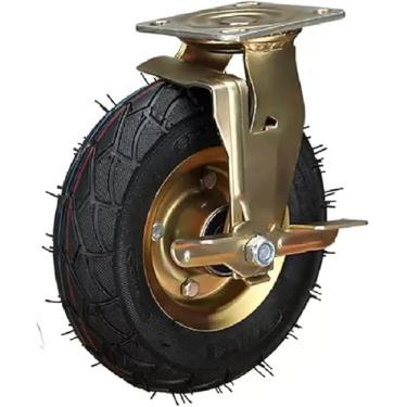 Imagem de 1 × Rodízios Do Trole Rodas Infláveis 8 Polegadas 10" Rodízios Antivibração Silenciosos De Borracha Resistentes Do Giro Das Rodas 300kg Com Freio, 8inch