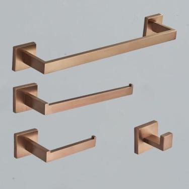 Imagem de Conjunto De Ferragens De Ouro Rosa De Banheiro Gancho De Roupão De Aço Inoxidável Barra De Toalha Rolo De Papel Higiênico Suporte De Papel Anel De Toalha Acessórios De Banh, Brushed Rose Gold a, 1