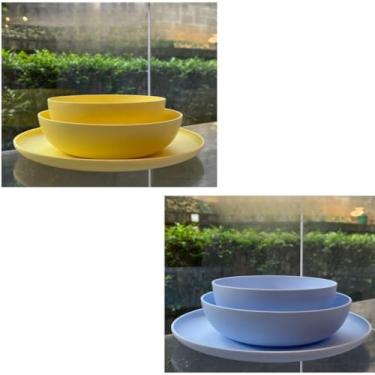 Imagem de ogo de 3 Pratos Resistente Linha Colours – Variedade de Cores, Livre de BPA e Uso no Micro-ondas | Prato Raso, Fundo e Bowl Modernos(Kit 2 jogos de pratos/Van/Nuv)
