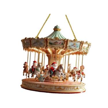 Imagem de Fancyes Enfeite de Natal Carrossel do Papai Noel, Ornamento Decorativo de Natal para Pendurar na Janela, Ideal para Ambientes Internos e Residenciais, Style a