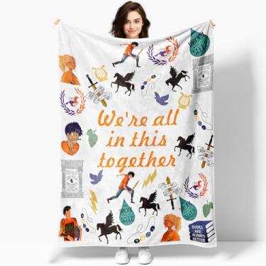 Imagem de Cobertor de acampamento de 127 x 101 cm, cobertor Percy Merch jacksons mitologia grega para meninos meninas adultos, cobertor de flanela aconchegante de pelúcia branca para quarto, sofá, sofá