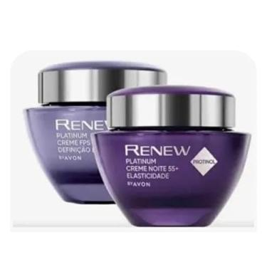 Imagem de Renew Platinum, Creme Facial Diurno e Noturno, Tratamento Antienvelhecimento 55+, Conjunto com 2