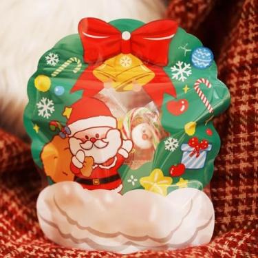 Imagem de 10 peças de sacos de embrulho de guirlanda de Natal, embalagem selável para doces e guloseimas, sacolas criativas de lembrancinhas festivas para presentes de Natal e celebrações