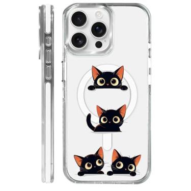 Imagem de MQJCYB Capa magnética para iPhone 15 Pro Max com design em base transparente, compatível com MagSafe, capa protetora fina de TPU macio para celular para mulheres e meninas amam animais de estimação