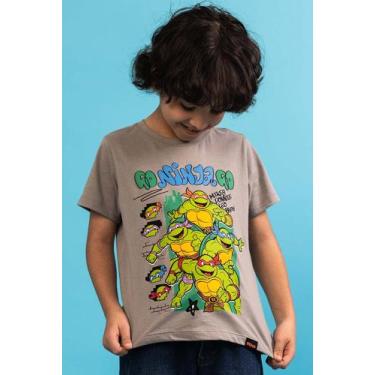 Imagem de Camiseta Infantil As Tartarugas Ninja - Piticas, 10, Cinza, Menino
