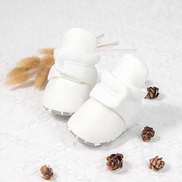Imagem de Botas antiderrapantes de algodão macio para bebês, meninos, meninas, quentes, de lã, aconchegante, para uso interno, meias de inverno e berço, 01 - Branco, 12-18 Months Toddler