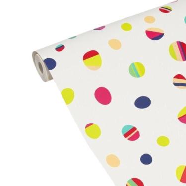 Imagem de Papel De Parede Adesivo Colorido 5 Metros Bolinhas Quarto Infantil Con