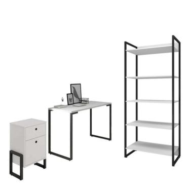 Imagem de Conjunto Escritório Maya Branco Preto