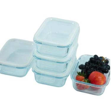 Imagem de Kit 5 Potes De Vidro Hermético 370ml Marmita Com Tampa - LP House