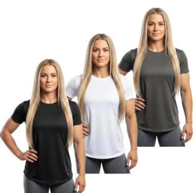 Imagem de Kit 3 Camisetas Femininas Manga Curta Dry Proteção UV Fit Trendixx  Le