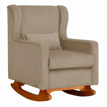 Imagem de Poltrona De Descanso Com Balanço E Amamentar Paloma Suede Cappuccino