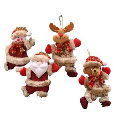 Imagem de Conjunto decorativo de Natal (inclui 4 pares de botas de Natal) Meias decorativas Botas decorativas Rena, Pai Natal Decorações de Natal (6,KIT PENDENTE)
