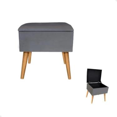 Imagem de Puff Baú Organizador Banqueta Banco para Quarto Sala Estofado Decorativo Porta Objetos Pés Palito Adequado para uso doméstico30×50×42cm(Cinza)