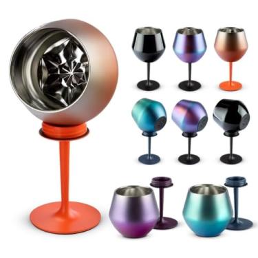 Imagem de Taça Sobremesa, Copo de Coquetel 2 em 1 420ML Vinho Removível Forma Isolamento Duplo Café Aço Inoxidável 304(Amarelo gradiente(420ML))