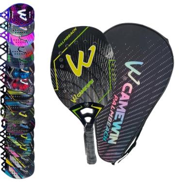 Imagem de Raquete Beach Tennis Carbono 3K Profissional Com Capa Protetora Leve e Equilibrada (Palmbeach Amarela)