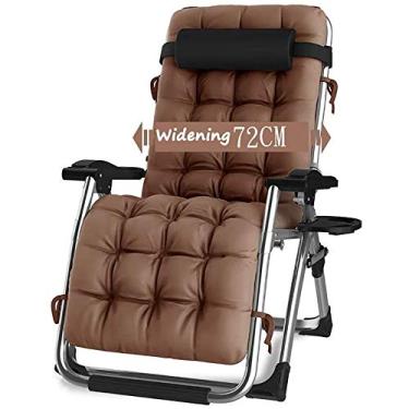 Imagem de Espreguiçadeira cadeiras de jardim confortáveis reclináveis de gravidade zero, reclinável ajustável para terraço, poltrona reclinável de escritório ao ar livre extra larga (cor sem almofadas), com