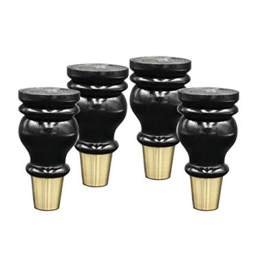 Imagem de Pacote com 4 pernas de substituição de madeira maciça, pernas de sofá, pés de armário, pernas de móveis em forma de cabaça da moda, estilo de vaso elegante, peso do rolamento: 1000 kg (12 cm/4,7 pol.)