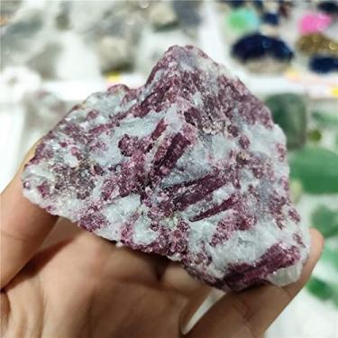 Imagem de Home Collections Decoração de casa, 1 peça cristal de quartzo turmalina vermelha natural pedra bruta pedras preciosas irregulares presentes de cristal, cristal natural (tamanho: 80-100g)