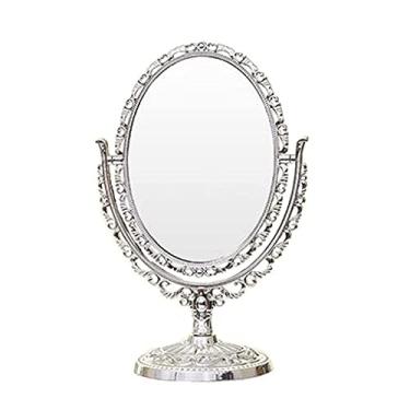 Imagem de Espelho de maquiagem espelho de maquiagem retrô dupla face espelho de maquiagem grande espelho dobrável