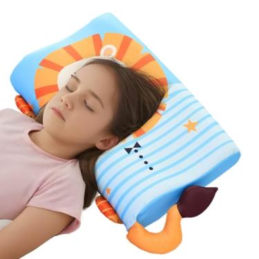 Imagem de Travesseiro respirável para crianças, travesseiro respirável para crianças, almofada ergonômica para a pele com estampa de animal para meninos e meninas, berçário, sofá, viagem