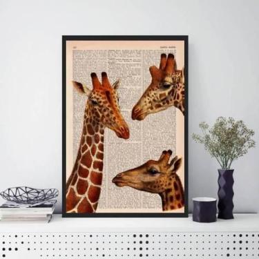 Imagem de Quadro Decorativo Trio Girafas 45X34Cm Vidro Moldura Preta - Quadros O