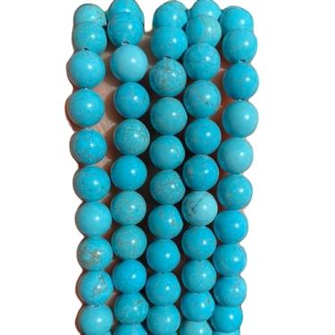 Imagem de Lady Works Fio de pedra natural turquesa azul de 33 cm, contas lisas redondas de 8 mm para fazer joias DIY | Beads_01414