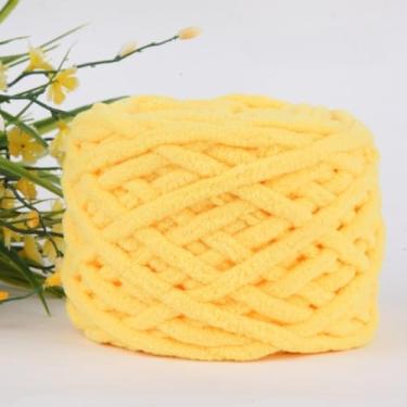 Imagem de Fio grosso de fio único, adequado para tecer cachecóis e projetos de crochê com fio macio (amarelo frango)