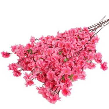 Imagem de 10 Ramos De Flor Artificial Cerejeira Grande Flor De Pêssego Decoração De Casamento 60cm E 120cm(10 UNIDADES-120CM(400 FLORES)