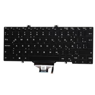 Imagem de LeFix Teclado para laptop, espanhol latino, teclado retroiluminado, sem ponteiro, compatível com notebook Dell Latitude 5400 5401 5410 5411 7400 7410, ponta única, 0Y1F5W