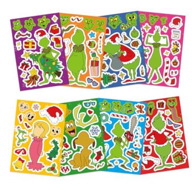 Imagem de Adesivos com tema natalino de desenho animado com 24 folhas para crianças adolescentes, misturados e combinados com 8 adesivos de personagens projetados para decoração de festa, recompensa, decoração