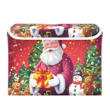 Imagem de SEHANY Cestas de armazenamento de Papai Noel de Natal com tampas, organizador de caixas de armazenamento de tecido para armário de roupas, cobertor de escritório, berçário, 42 x 32 x 30 cm