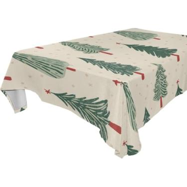 Imagem de KEEPREAL Toalha de mesa de Natal – Toalha de mesa de tecido resistente a manchas e estampa de árvore de Natal, lavável, retangular 304,8 cm x 152,4 cm (3)
