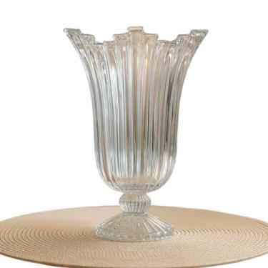 Imagem de Vaso de Vidro Luxo com Base Trabalhada e Design Canelado – Ideal para Arranjos Florais e Decoração Sofisticada(MILAN)