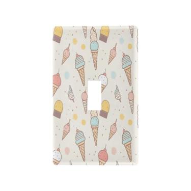 Imagem de Blueangle Capa para placa de parede para interruptor de luz - Capa decorativa para interruptor de luz com padrão de sorvete, placa de parede, tamanho 1 gangue 4,53 x 2,76 polegadas (488)