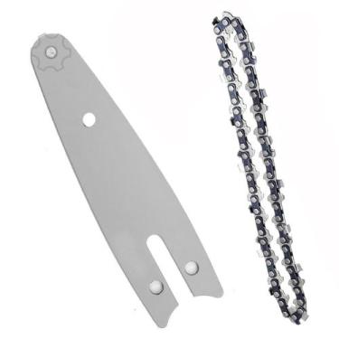 Imagem de Corrente Com Sabre Kit Mini Motosserra Placa Guia 14 Dentes 4 Polegada