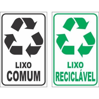 Imagem de Kit Adesivos Lixo Comum E Reciclagem Coleta Seletiva 20x12cm - Royal P