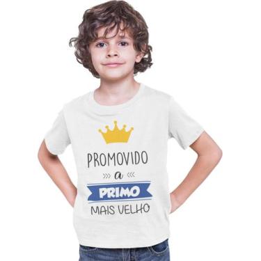 Imagem de Camiseta infantil Promovido a Primo Mais Velho Branca - Del France, 02