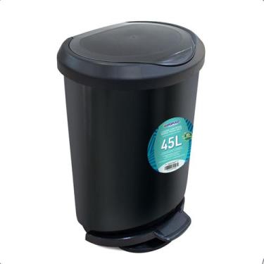 Imagem de Lixeira Com Pedal 45l Grande Multiuso Preta Cozinha Porta Saco - Toypl