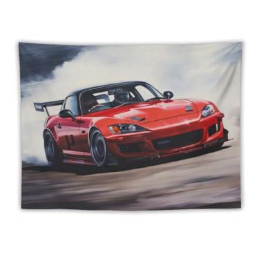 Imagem de HouLaiZhe Tapeçaria de carro Jdm S2000 Racing Drift Smoke Cool Wall Hanging Quarto Decoração de Casa Tapeçarias Estética Piquenique Decoração de Parede Arte de Parede para Dormitório Sala de Estar 152