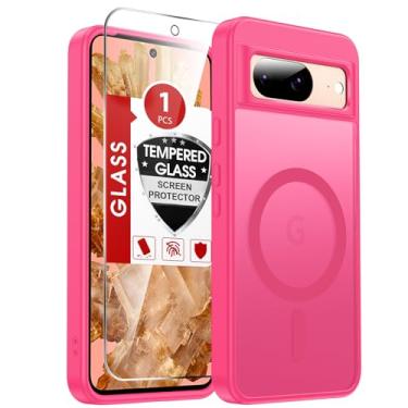 Imagem de LeYi Capa para Pixel-8: Capa compatível com Google Pixel 8 com protetor de tela, carregamento sem fio, fosco, translúcido, toque suave e fundo à prova de choque de corpo inteiro para Pixel 8, rosa